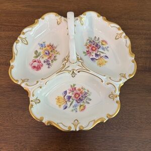 Vintage JIMENAU von henneberg porzellan 1777 Serving Dish Handle 3 compartments